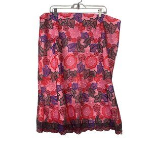 Eloquii Womens Plus Size 22 Floral Lace Skirt Pink Red Blue